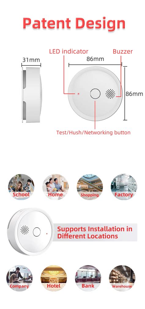 Fire Alarm System Rf868 Rf433 Interconnected Wifi Smoke Detector With