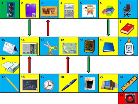 School Objects Game Board Powerpoint Teaching Resources