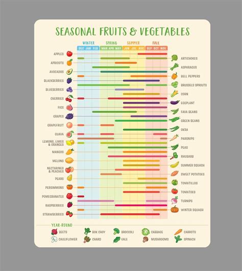 Fruit Vegetable Seasonality Guide Fridge Magnet Easy To Follow