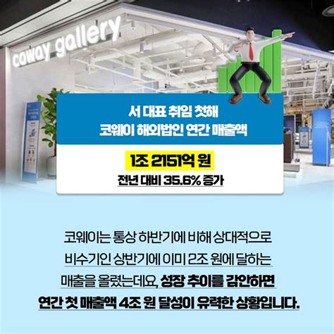 Ceo숏츠 해외 진출 문 두드리는 서장원 코웨이 대표 성과는 주주경제신문