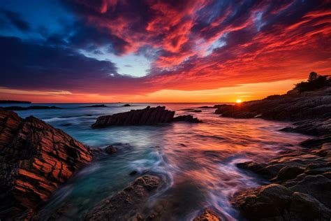 Coastal sunset with dramatic colors 27716716 Stock Photo at Vecteezy