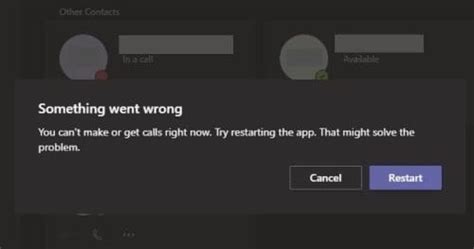 teams error      calls   technipages