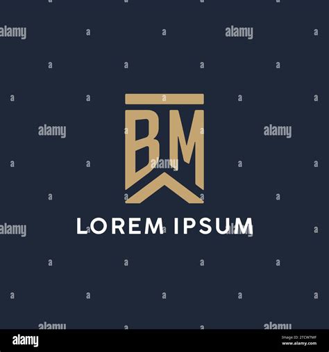 Bm Initial Monogram Logo Design In A Rectangular Style With Curved Side