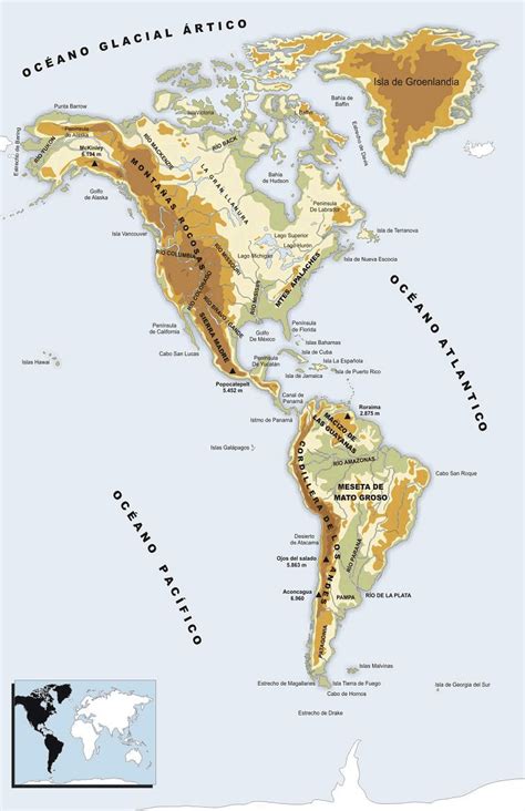 GeografÍa E Historia Tietar Mapa FÍsico De AmÉrica