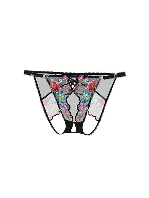 Buy Dark Blossom Embroidery Crotchless Adjustable String Bikini Panty Dark Blossom Order