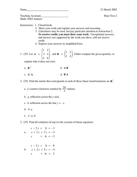 4 Questions With Answer For Exam 2 Calculus 1 Math 1502 Docsity