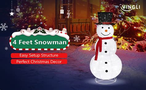 Vingli 4ft Lighted Christmas Snowman Outdoor Decorations