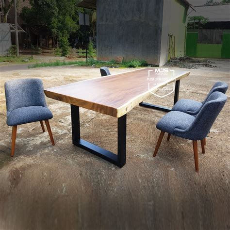 Meja Kayu Solid Trembesi Simple Murah Mjs Furniture Jepara