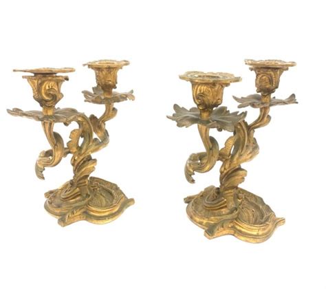 Par de belos candelabros em bronze franceses séc XIX