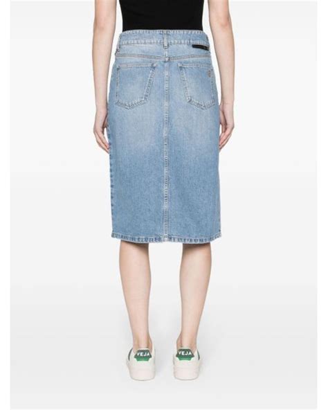 Stella Mccartney Iconic Falabella Chain Link Denim Skirt In Blue Lyst