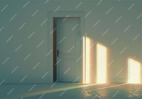 Open Door With Light Shining Through In Minimalist White Room