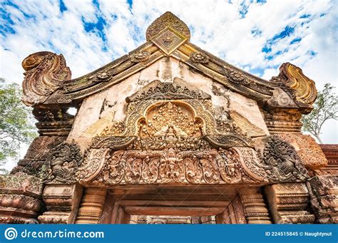 Ancient Buddhist Khmer Temple In Angkor Wat Cambodia Banteay Srey