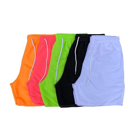 Short De Tactel Liso Adulto Praia Masculino Bermudas V Rias Cores Neon