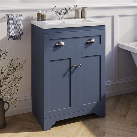 590mm Blue Freestanding Vanity Unit With Basin Baxenden Better Bathrooms