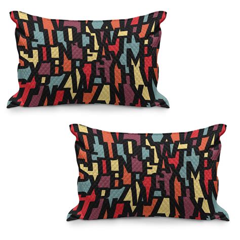 Abstract Quilted Pillowcover Set Of Trippy Style Modern Mixed