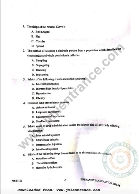 Mpt 2022 Jamia Entrance Question Paper Jmientrance