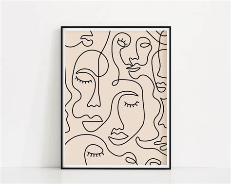 Single Line Face Art Print Minimalist Woman Line Drawing Etsy