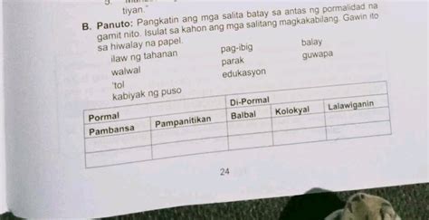 B Panuto Pangkatin Ang Mga Salita Batay Sa Studyx