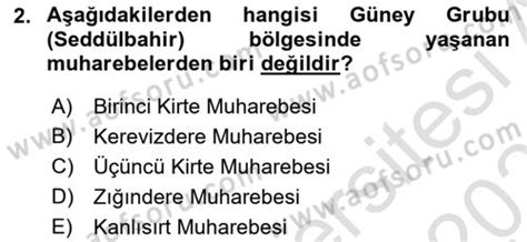 AÖF Birinci Dünya Savaşı’nda Türk Cepheleri Dersi 2024 - 2025 Yılı ...
