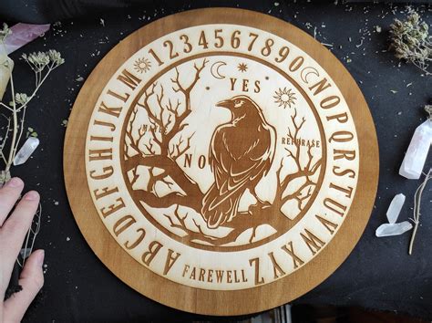 Round Ouija Board With Crow Spirit Board For For Occult Etsy