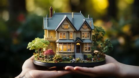 Premium Ai Image Small Toy House In Hands Generative Ai