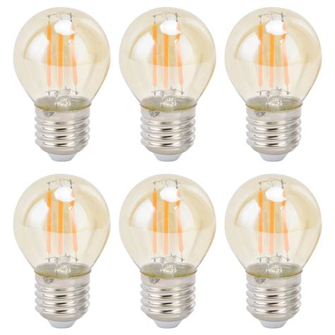 Ficarrico 6pcs Vintage Led Light Bulb Gold Glass Dimmable G45 E27 4w Filament Bulbs Warm Light