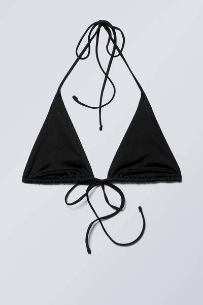 Strappy Triangle Bikini Top Black Weekday GB