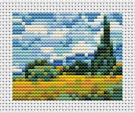 Modern Cross Stitch Pattern Tiny Van Gogh Wheat Etsy Cross Stitch