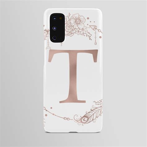 Letter T Rose Gold Pink Initial Monogram Android Case By Nature Magick