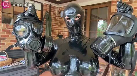 Latex Alien Trying Out Fetish Gas Masks