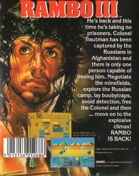 Rambo III 1988 ZX Spectrum Box Cover Art MobyGames