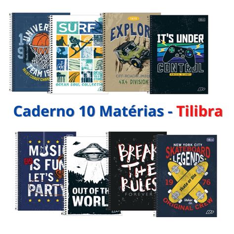 Caderno 10 Materias 200 Folhas Capa Dura TILIBRA Masculino Faz A Boa