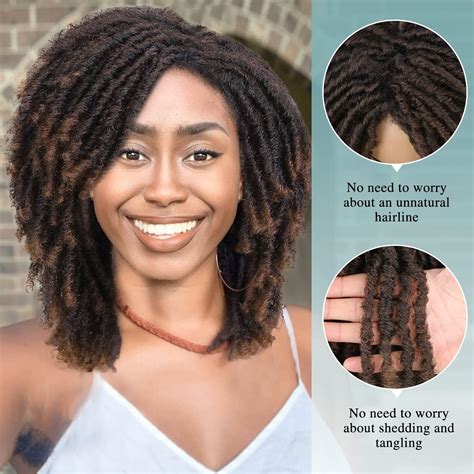 Lady Hanne Dreadlock Wig Black Brown Short Curly Braided Twist