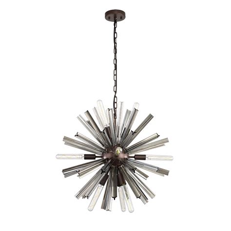 Clarissa 10 Light Round Ceiling Pendant Light In Brown Oxide With Smoked Glass By Lights 4