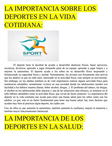 Importancia De Los Deportes By Nicoleyulieth Issuu