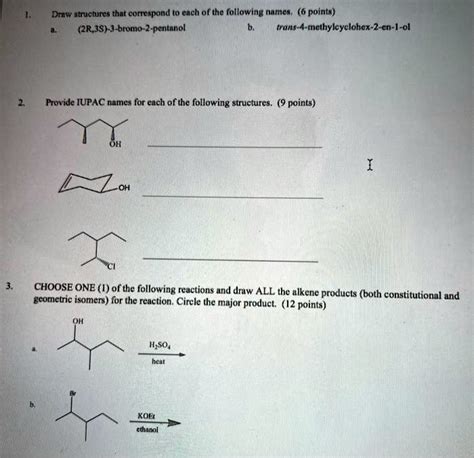 SOLVED Draw Structures That Correspond To Each Of The Following Names