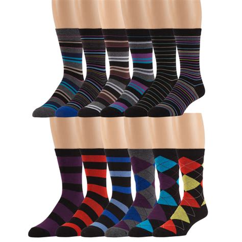 Men's Pattern Dress Funky Fun Colorful Crew Socks 12 Assorted Patterns – ZekeFashions