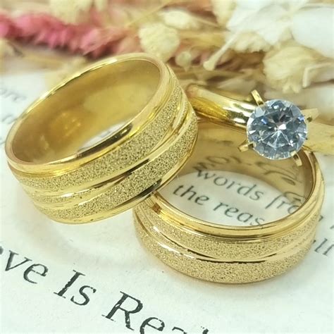 Gold Wedding Ring Couple Ring Glitter Engagement Ring | Lazada PH