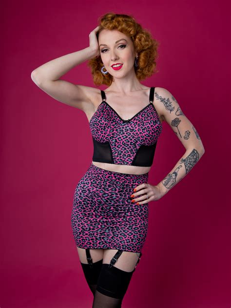 007 PINK LEOPARD PRINT HIGH WAIST PULL ON GIRDLE Revival Lingerie