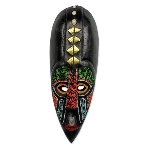 Handcrafted Beaded African Mask From Ghana Akan Authority Novica