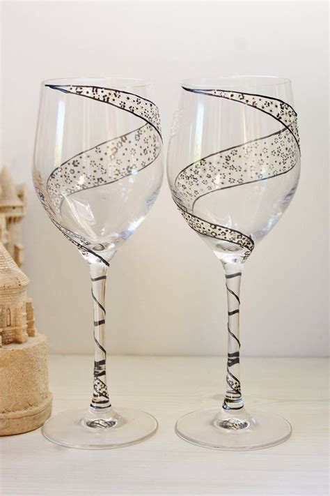 Duo De Verres En Cristal Peints La Main D Cor S De Petites Etsy