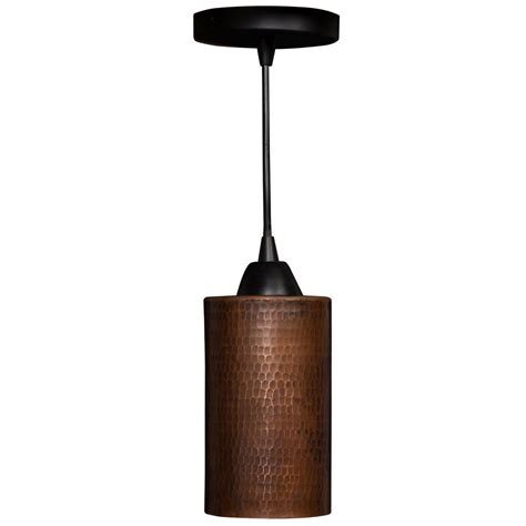 Premier Copper Products 1 Light Hammered Copper Ceiling Mount Cylinder Pendant In Oil Rubbed