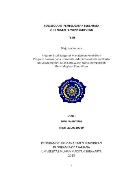 PDF PENGELOLAAN PEMBELAJARAN BERBAHASA DI TK NEGERI Eprints Ums Ac