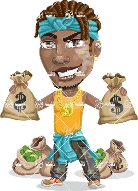 Street Gangster Cartoon Vector Character Aka Jay A Bags Of Money