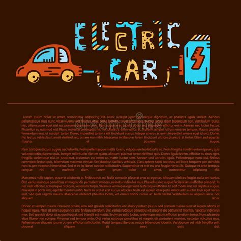 Electric Car Doodle Stock Vector Illustration Of Lettering