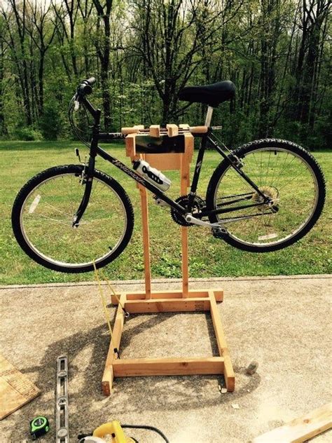 Homemade Wooden Bicycle Stand With Dual Mounting Homemade Bike Stand Bike Repair Stand