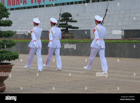 Changing Of The Guard Ho Chi Minh Mausoleum Hanoi Bac Bo Vietnam