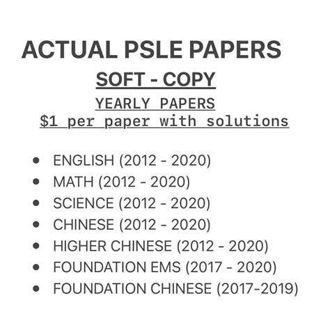 Psle Actual Past Year Papers Yearly Hobbies And Toys Books And Magazines