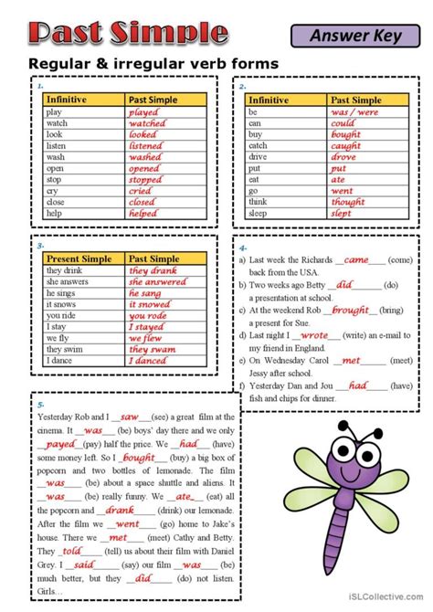 Past Simple Regular And Irregular Verbs Exercises Wordwall Printable