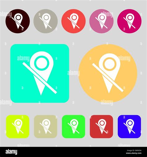 Icono puntero mapa sign 12 botones de colores Diseño plano Vector